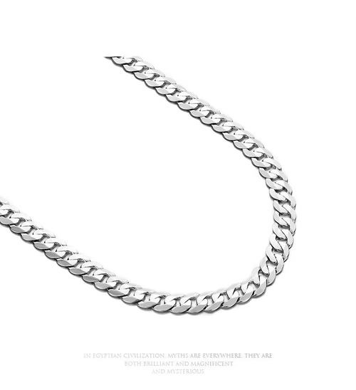 925 Silver Cuban Link Chain Necklace Men's Personality European Hip Hop Style24-inch Link Chain