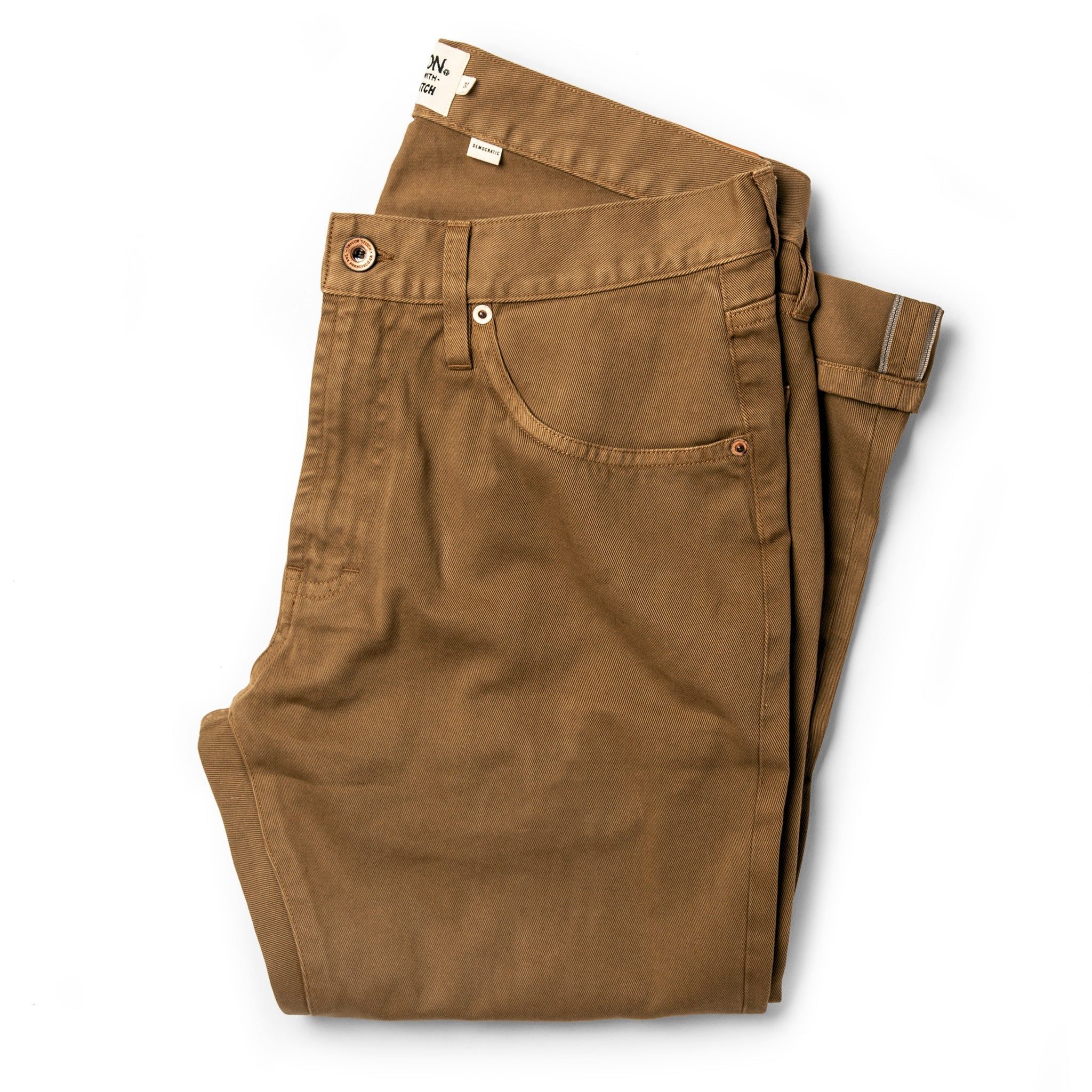 Avonw Democratic All Day Pant in Rustic Oak Organic Selvage