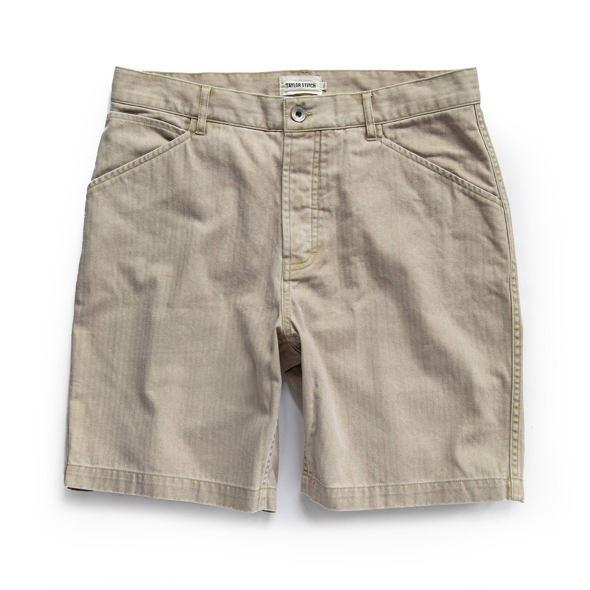 Avonw Camp Short in Khaki Herringbone