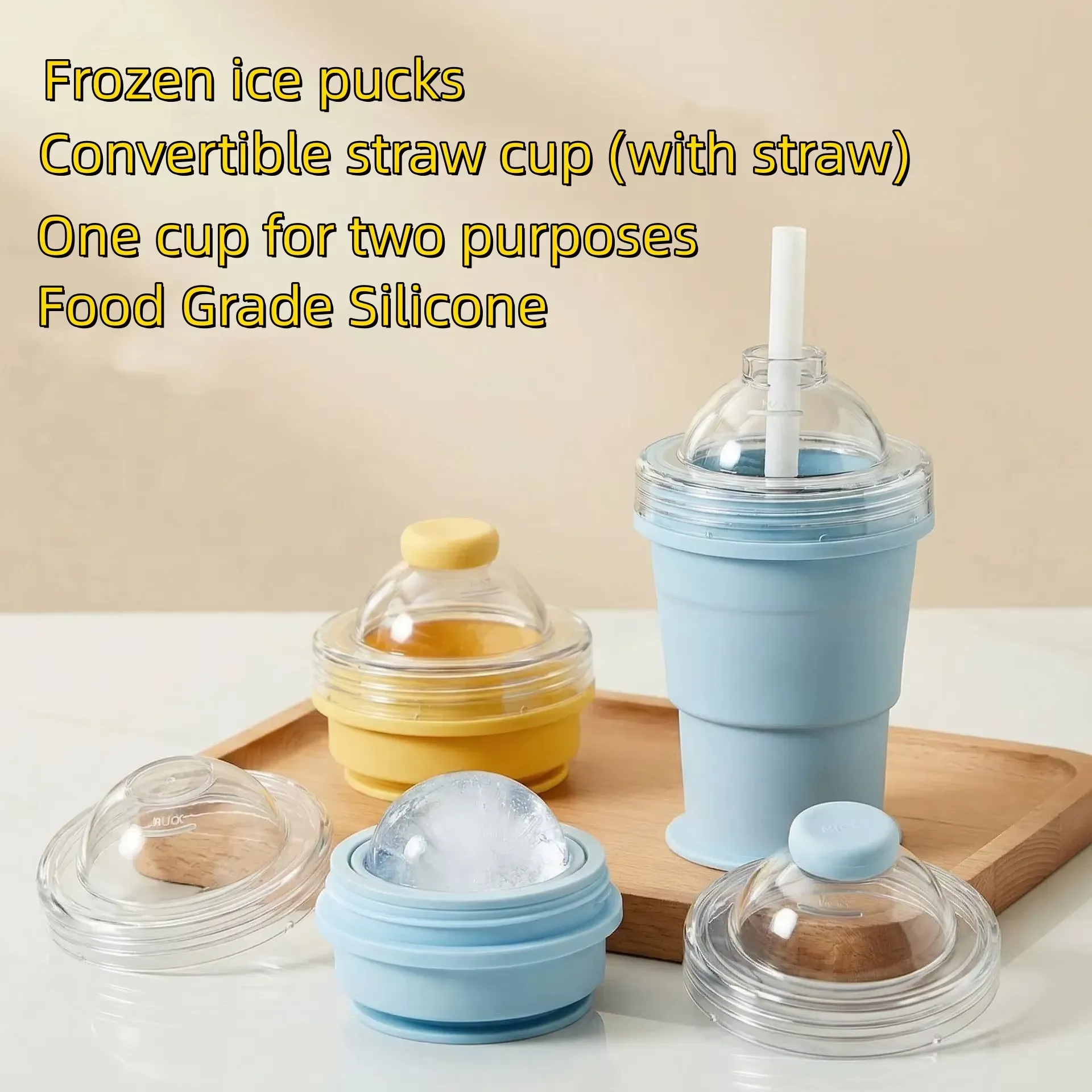 Reusable Foldable Hockey Cup with Straw