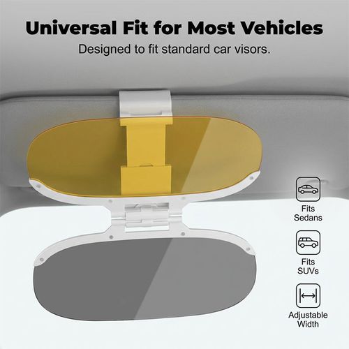 Anti-Glare Car Sun Visor Extender – Day & Night Dual Lens, 360° Rotatable ✨