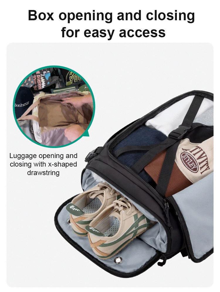 Box-style large-capacity luggage backpack(Color: Black)