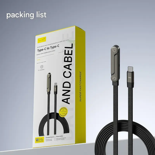 🔥 2-in-1 Invisible Holder Charger Cable - 240W Fast Charging Cord with Built-In Phone Stand
