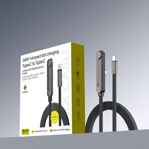 🔥 2-in-1 Invisible Holder Charger Cable - 240W Fast Charging Cord with Built-In Phone Stand