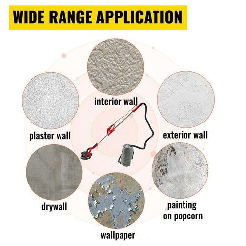 1550W 225mm Foldable Drywall Sander with LED Light Strip and Self-priming Putty Powder for Dust-Free Wall Surfaces