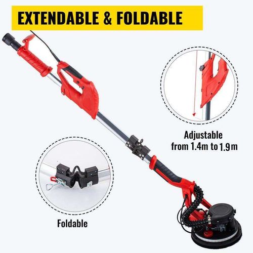1550W 225mm Foldable Drywall Sander with LED Light Strip and Self-priming Putty Powder for Dust-Free Wall Surfaces