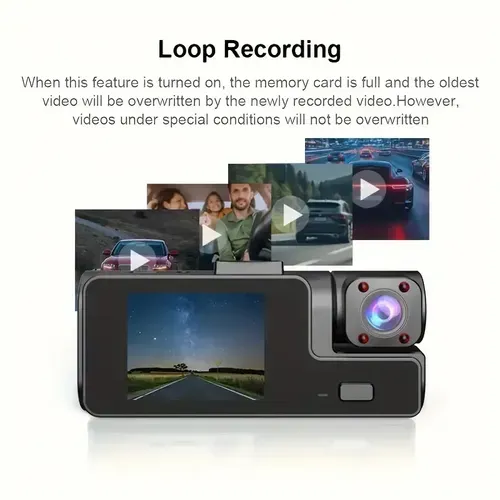 Dash Cam Front and Inside, HD 1080P Recording Car DVR Cam with 170° Wide Angle