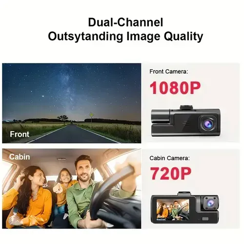 Dash Cam Front and Inside, HD 1080P Recording Car DVR Cam with 170° Wide Angle