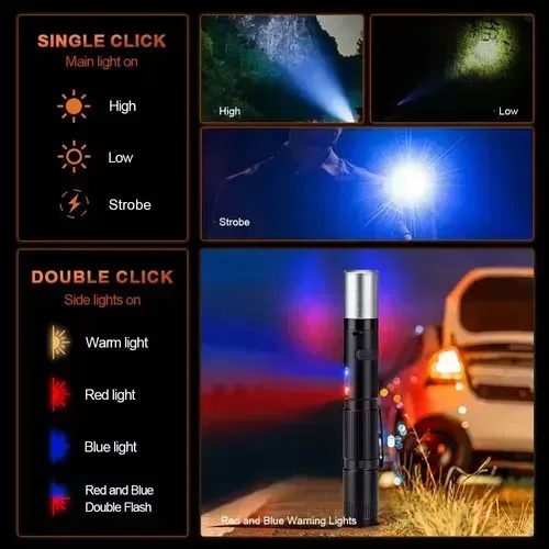 Arc Electric Shock Flashlight Rechargeable Self-defense Torch Lights for Home
