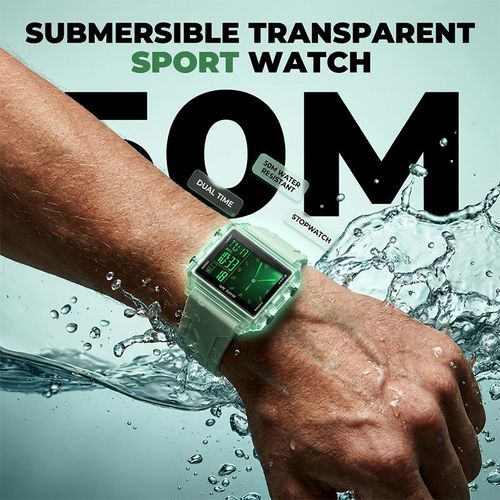 Water‑Resistant Transparent Digital Watch