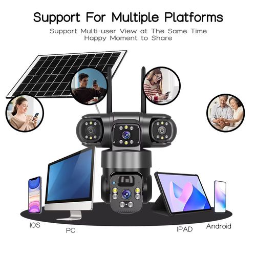 🌞 Triple-Lens Solar WiFi Security Camera