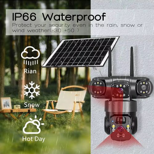 🌞 Triple-Lens Solar WiFi Security Camera