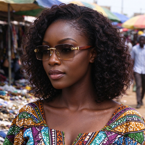 Wood Grain Frameless Sunglasses