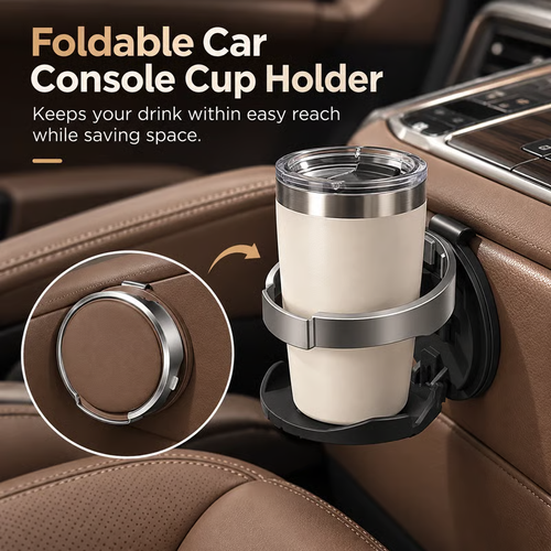 🚗 Universal Foldable Car Cup Holder with Hook
