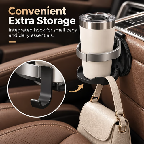 🚗 Universal Foldable Car Cup Holder with Hook