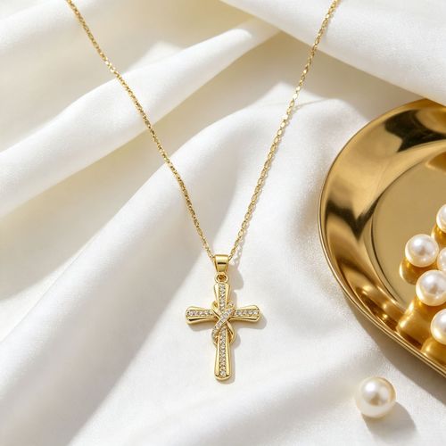 Luxury Twist Cross Rhinestone Necklace