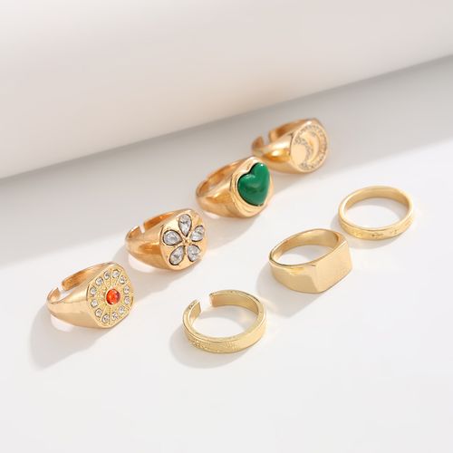 7Pcs Men's Gold Rings Set