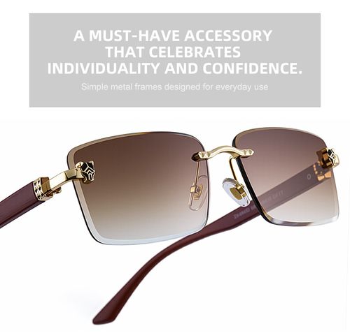 Wood Grain Frameless Sunglasses