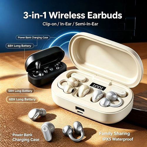 3-in-1 Wireless Earbuds with Digital Display