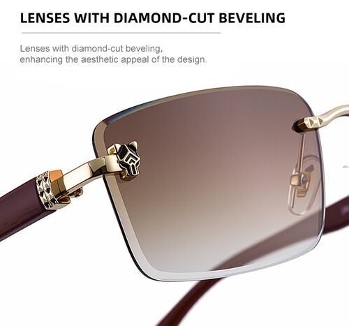 Wood Grain Frameless Sunglasses