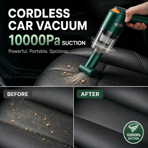 Cordless Car Vacuum – 10000Pa Suction & 4000mAh Battery🚗
