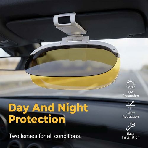 Anti-Glare Car Sun Visor Extender – Day & Night Dual Lens, 360° Rotatable ✨