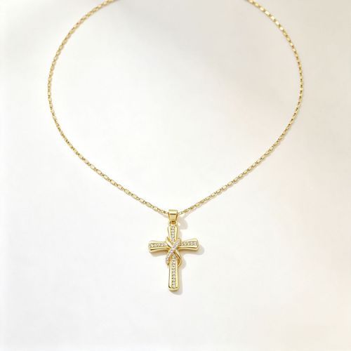 Luxury Twist Cross Rhinestone Necklace