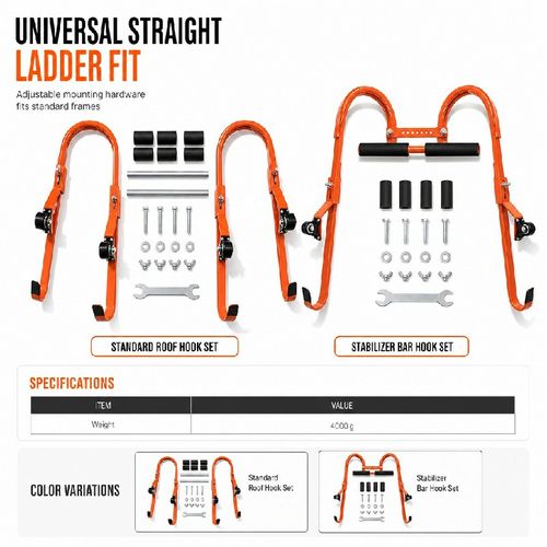 Aluminum Alloy Ladder Stabilizer Roof Hooks with Stabilizer Rod for Straight Ladders