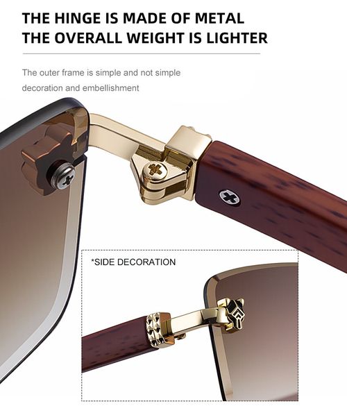 Wood Grain Frameless Sunglasses
