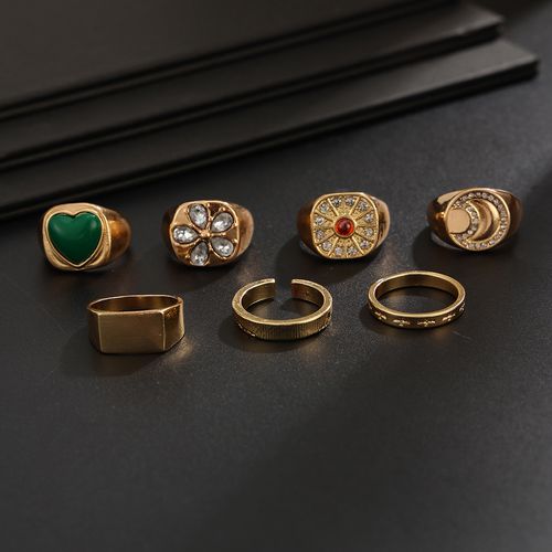 7Pcs Men's Gold Rings Set