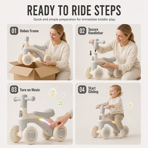 🎵 Baby Toddler Balance Bike with Music & Lights