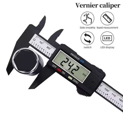 🔥🔥🔥Digital Caliper, Electronic Micrometer Measuring Tool with LCD Display, Carbon Fiber Plastic Vernier Caliper, Battery Operated Precision Measurement Instrument for Furniture Hardware Parts – Up to 150Mm Measurement Range RV Furniture Parts