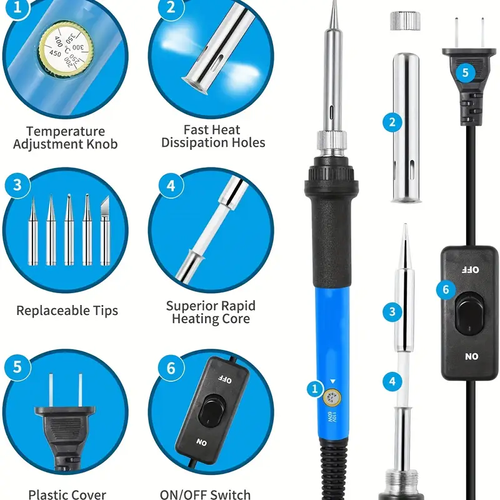 🔥🔥🔥60w Nine-in-One Electric Welding Kit with Temperature Adjustment and Switch, Soldering Iron Electronic Repair Tool and Household Solder Set
