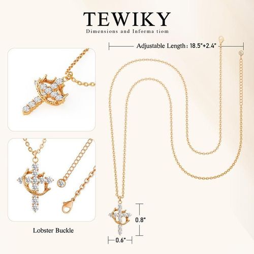 「👑Crown & ✟Cross Pendant Necklace | Light Luxury Multi-Hue Design for Daily & Occasional Elegance」