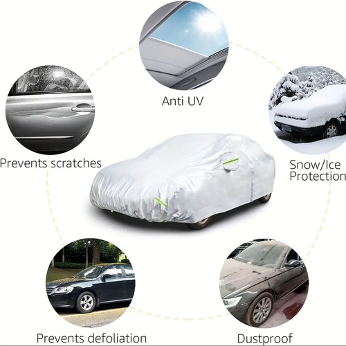 Car Cover All Weather, Outdoor Car Cover Sun UV Snow Wind Protection, Breathable Full Exterior Covers Universal Sedans Up to 185