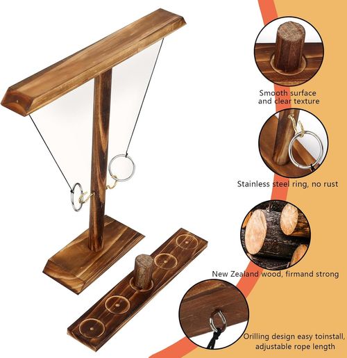 Large Ring Toss Game for Adults Kids, Hook and Ring Toss Game with Shot Leader