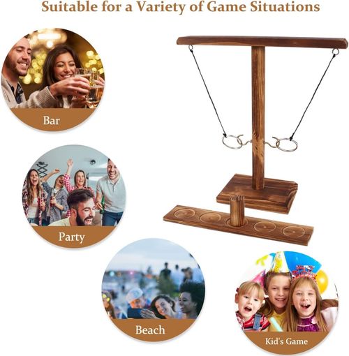 Large Ring Toss Game for Adults Kids, Hook and Ring Toss Game with Shot Leader