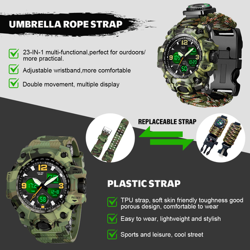 23-in-1 Survival Military Digital Watch