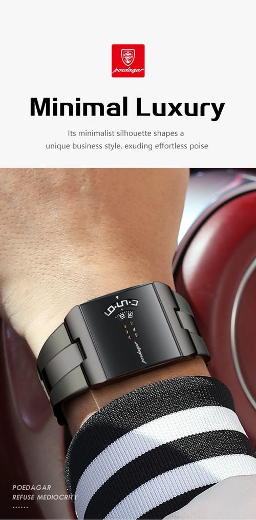 Poedagar LaserGlow Square Men's Watch