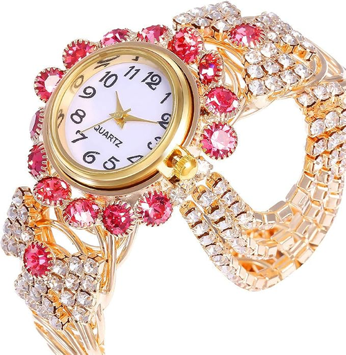 Wrist Watches Quartz Analog Stainless Steel Watches Lady Fashion Casual Rhinestone Bracelet Watch for Women