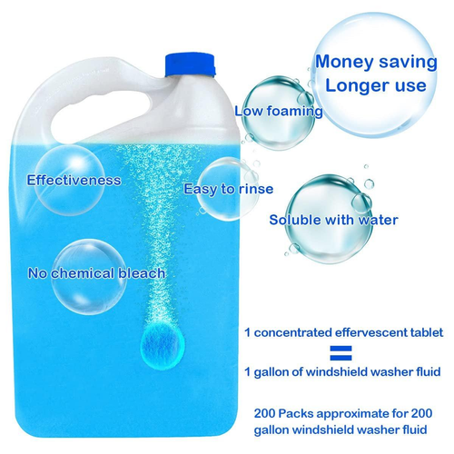 Concentrated Windshield Washer Effervescent Tablets, Car Glass Water Solid Cleaner Tablets, Remove Oil Film Bug Residue, Wiper Blade Care