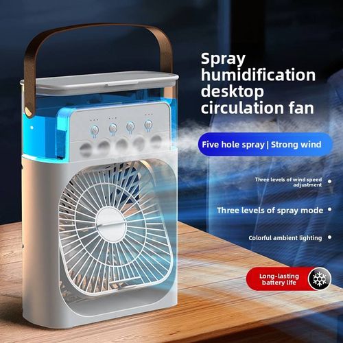 3 in 1 Portable Plastic Air Cooler Fan with Colorful Lights Humidifier