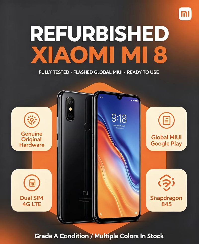 Refurbished Xiaomi Mi 8 | Global MIUI, Google Play, Clean IMEI Unlocked