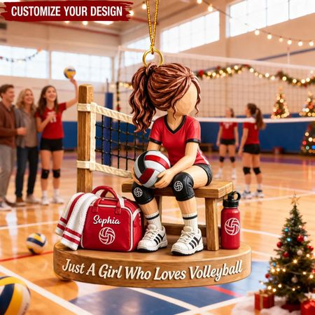 Personaliseret Volleyball pige Jule Ornament - Custom Volleyball Player Gave