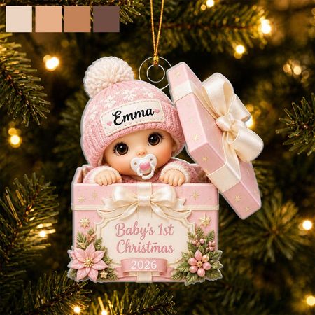 Baby Inside gave Box-Personaliserede akryl ornament til nyfødter