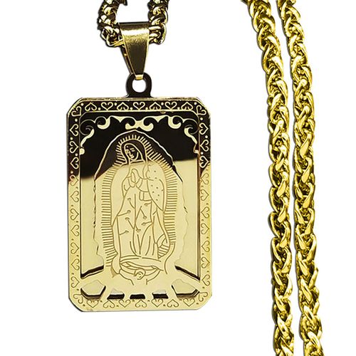 🦋Jóia de colar com medalhão da Virgem Maria em aço inoxidável vintage para ambos sexos
