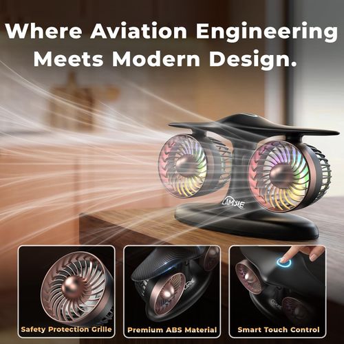 Jet Engine Desk Fan -18-Hour Runtime Battery Operated Fan Turbo fan, USB-C Rechargeable Table Fan,