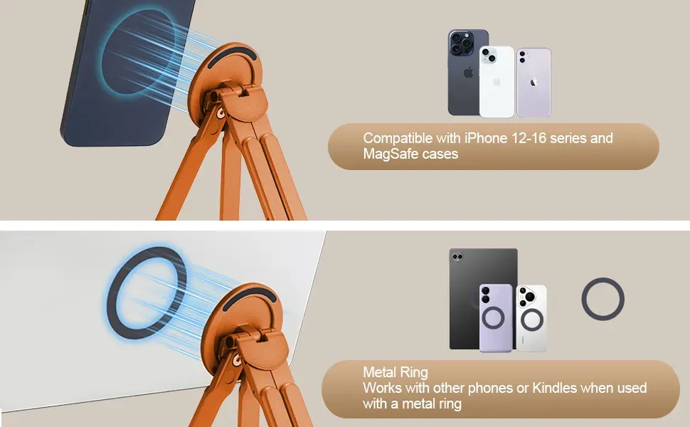 3-in-1 Foldable Magnetic Phone Tripod Stand,