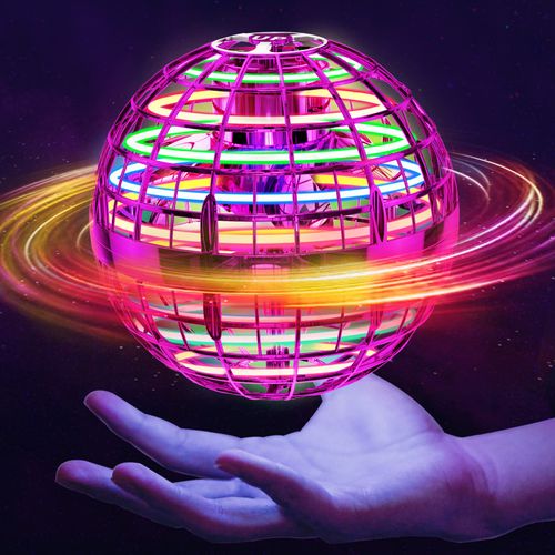 Flying Orb Ball (Pink, 2026 Upgraded) with Dazzling Lights, Magic Hover Spinner, Boomerang Drone, Floating Cosmic Globe, Kids Outdoor Toys for 6 7 8 9 10 Year Old Boys Girls