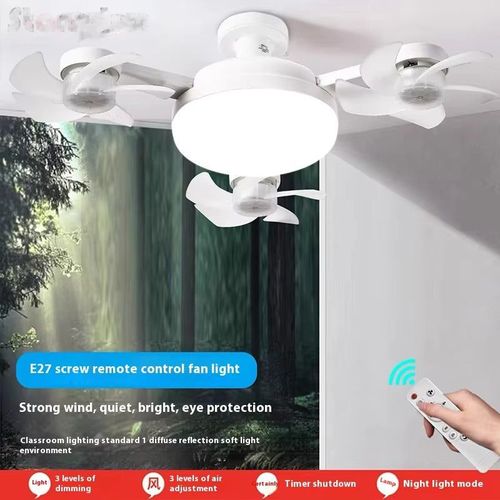 Drone Fan Integrated Light with E27 Screw Creative  Head Remote-Controlled